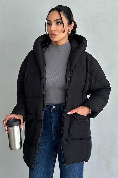 moda armanc Palton negru supradimensionat - Lilieci gonflabil