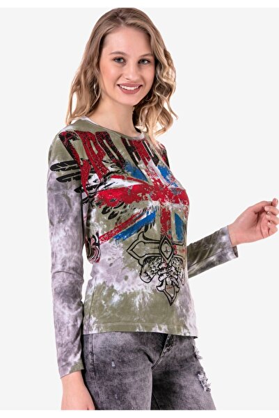 Cipo&Baxx Wl282 Haki Desenli Ince Sweatshirt