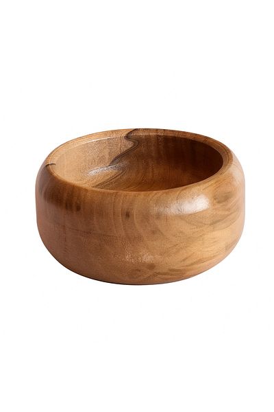 tios home Set of 6 Natural Wooden Presentation Snack Bowls Rustic Serving Bowls Round Diameter 9.5cm