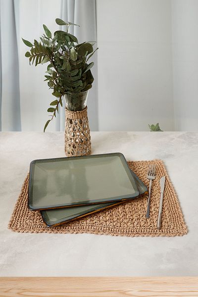 Keramika Reactive Green Siera Boat Plate 31*21 cm 2 Pieces Q84