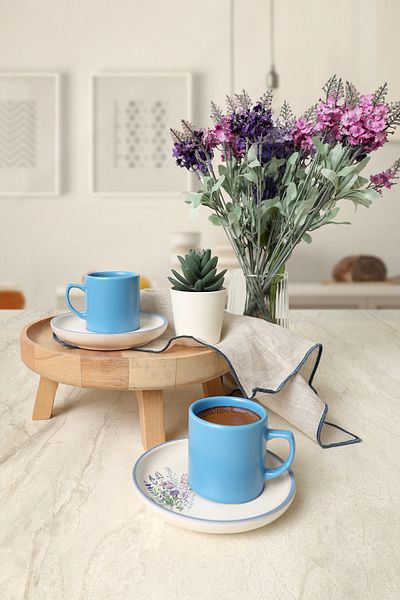 Keramika Σετ Καφέ Elegant Blossoms Blue 4 τεμαχίων για 2 άτομα 21789