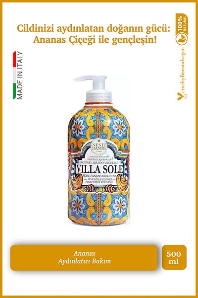 Nesti Dante Villa Sole Fiori D'Ananas Dell'Etna - 500ml Liquid Soap, L Anti-Aging, L Pineapple, C Vita