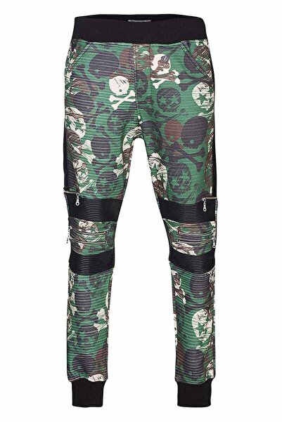 Cipo&Baxx Ανδρική φόρμα χακί με στάμπα κρανίου και στενό τελείωμα στο κάτω μέρος