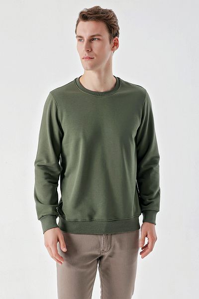 Morven Ανδρικό φούτερ Green Basic Crew Neck