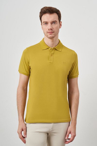 Morven Ανδρικό μπλουζάκι με μούχλα λεμονιού Basic Polo Neck Dynamic Fit