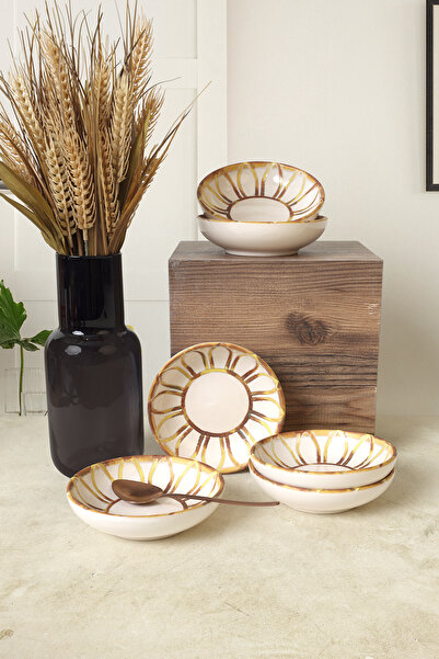 Keramika Worn Gold Ring Snack Bowl / Sauce Bowl 13 cm 6 Pieces 22967