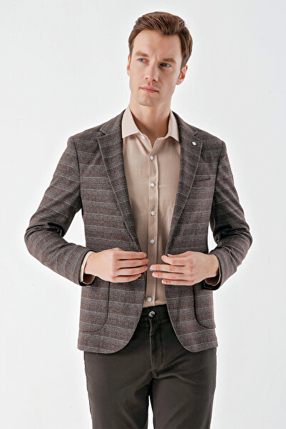 Morven Ανδρικό Αθλητικό μπουφάν με μονό γιακά με πλεκτή τσάντα COFFEE