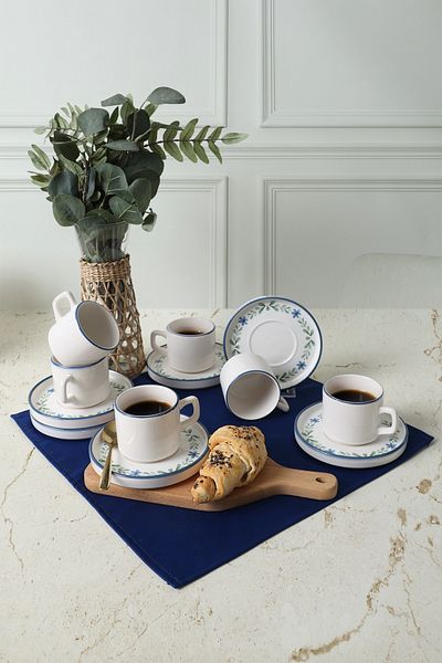 Keramika Σετ τσαγιού Daphne Stackable 12 τεμαχίων για 6 άτομα 22921-24