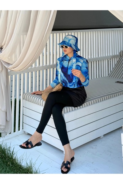 Adalenna Moda Croplu Tesettür Mayo Takım
