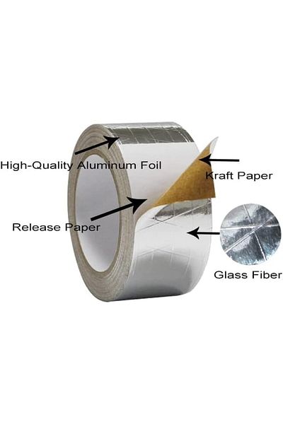 MARKQ Fsk Tape, 2" X 25 Yards Aluminum Foil Scrim Kraft Insulation Jacketing Tape For Insulating, Hv