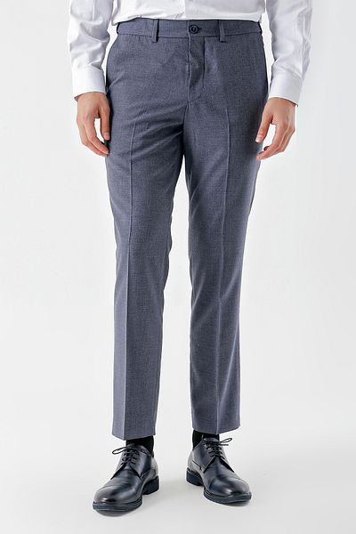 Morven Ανδρικό κλασικό παντελόνι με μοτίβο Navy Blue Polyviscon Trend Dynamic Fit