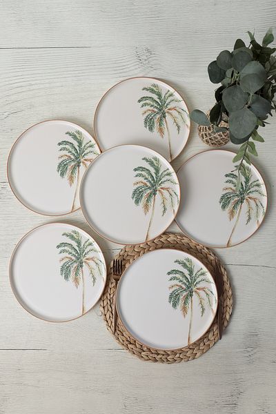 Keramika Farfurie de Servire Nordic Palm Bronze 28 Cm 6 Bucăți 22903