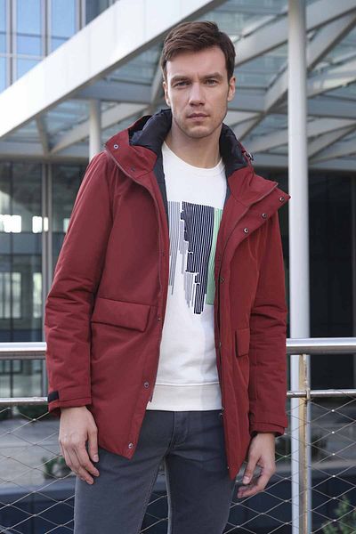 Morven Ανδρικό παλτό Flora Snapback Hooded Dynamic Fit με άνετο κόψιμο