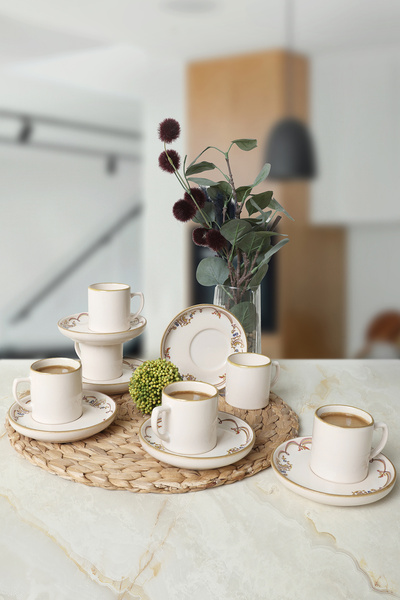 Keramika Bronze Bloom Nordic Kahve Takımı 12 Parça 6 Kişilik 22928-29