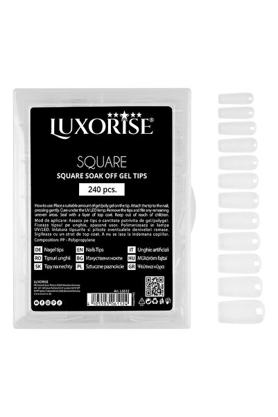 LUXORISE Soak Off Διαλυτές Άκρες Νυχιών - Τετράγωνες για Ολόκληρο το Νύχι, 24...