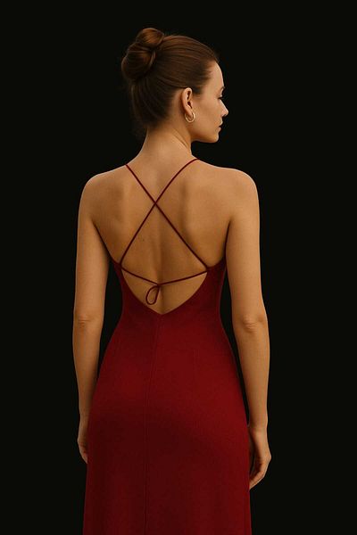 MYCPARL Burgundy Backless Slit Dress