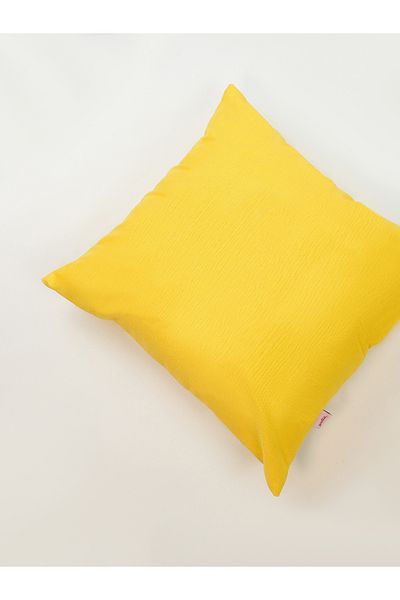 Galia Tasarım Soft Touch Plain Yellow Pillow Case 45X45 cm Bottom Zippered