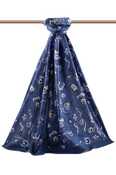 Vissona Γυναικείο Luxury Medina Silk Shawl Indigo - Baby Blue