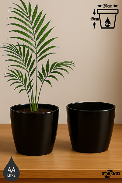 ToXA 2 Adet 4,4 Litre 17cm Siyah Tabaksız Drenaj Izgaralı Plastik Drenajlı Ya...