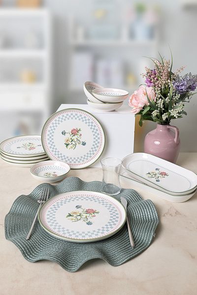 Keramika Rose Line Breakfast Set 12 Pieces for 6 People 22911-13