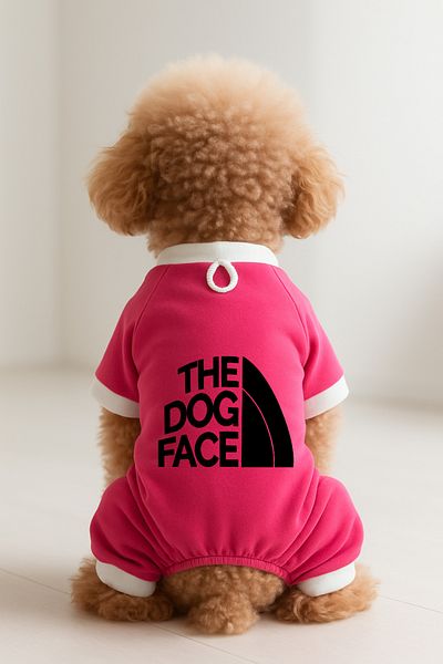 MPZ Pets Cat and Dog Outfit & Gown - Pink 4 Leg Jumpsuit the Dog Face