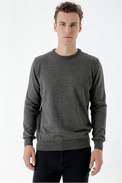 Morven Ανδρικά πλεκτά Smoked Basic Crew Neck Dynamic Fit Comfortable Cut