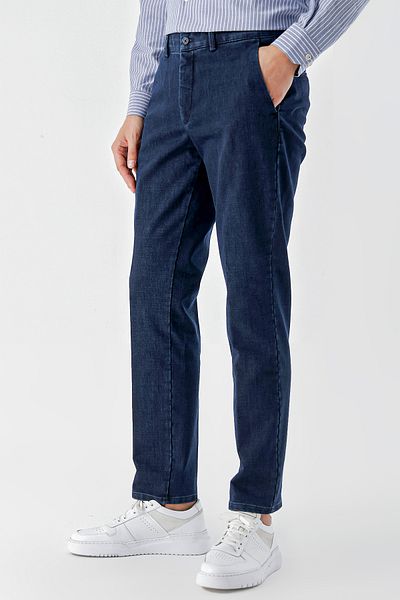 Morven Ανδρικό παντελόνι Chino με μπλε Navy βαμβακερή πλαϊνή τσέπη Dynamic Fit