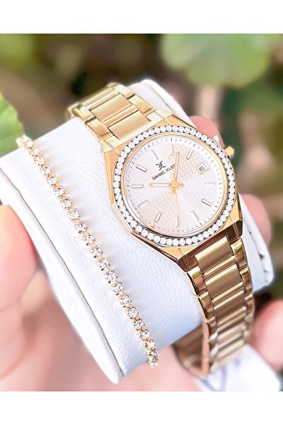 Daniel Klein Kadın Kol Saati Gold Çelik 3 Atm Su Geçirmez 2 Yıl Garantili Bileklik Hediyeli