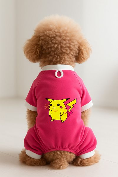 MPZ Pets Pink 4 Leg Jumpsuit Cat and Dog Outfit & Dress Pikachu