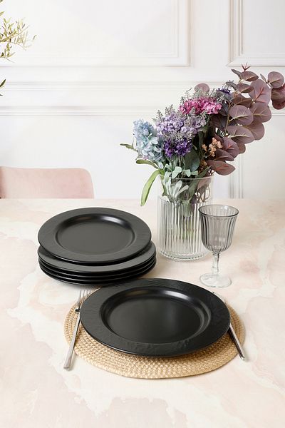 Keramika Matte Black Ionica Serving Plate 26 cm 6 Pieces 956