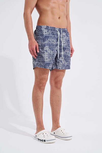 Machinist Сині чоловічі морські шорти - з принтом «Античні квіти»