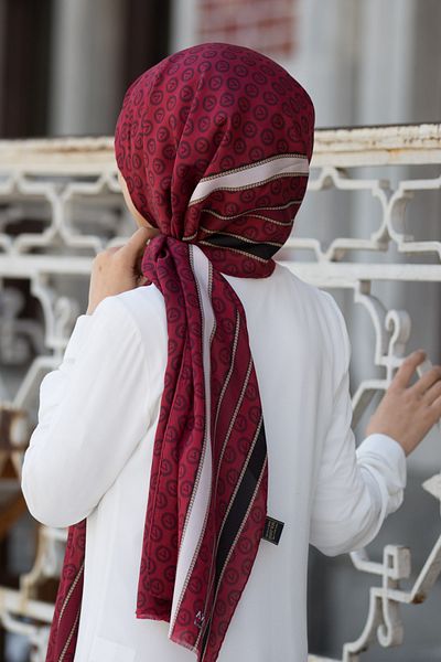 Vissona Şal de mătase proaspătă pentru femei 90x200 Roşu Claret Negru