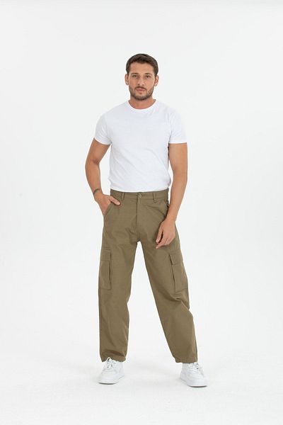 comstar Ανδρικό Cargo Pocket Loose Leg Basic Καφέ φαρδύ παντελόνι