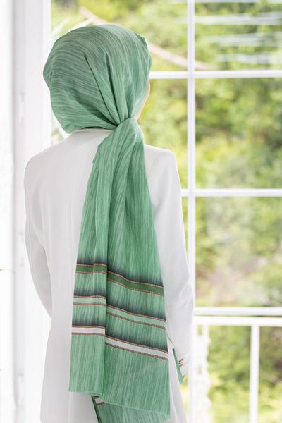 Vissona Γυναικείο Fresh Silk Shawl Pistachio Green - Cream