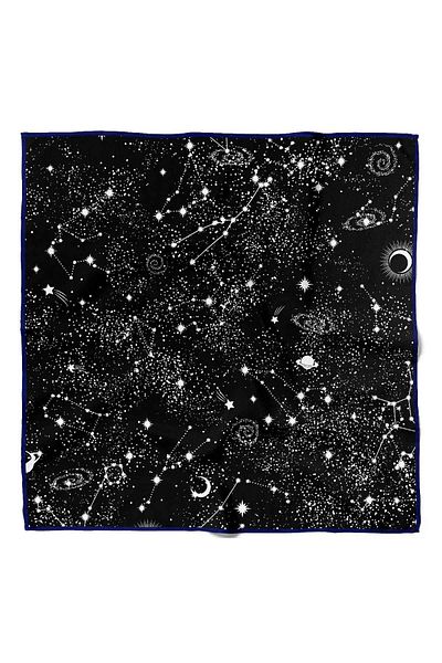 Modabutik Women's Star Patterned Bandana 50x50 Black White Dg0442-22 Snz