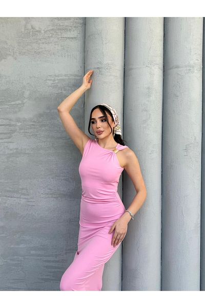 MEECY Rochie maxi model Zr drapată asimetrică pentru damă