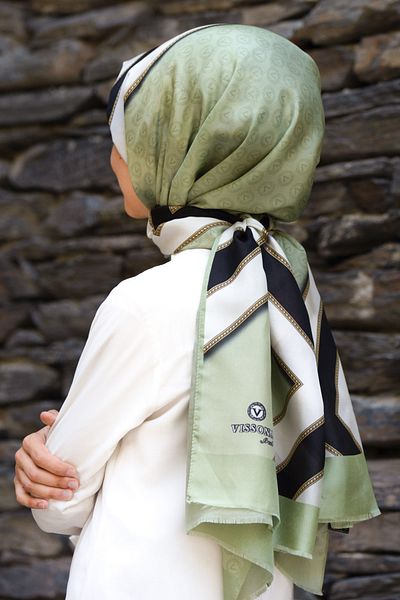 Vissona Γυναικείο Fresh Silk Shawl Water Green Cream