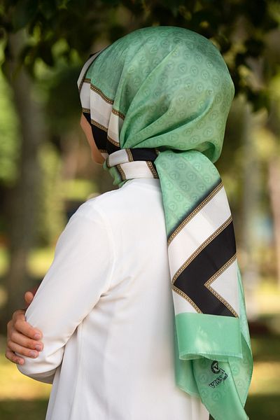 Vissona Γυναικείο Fresh Silk Shawl Mint Green Cream