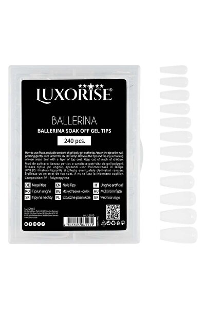 LUXORISE Soak Off Διαλυτές Μύτες Νυχιών - Ballerina Full Nail, 240 τεμάχια