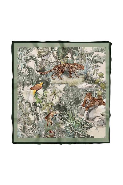 Modabutik Women's Aqua Green Cream Amazon Patterned Bandana Hyl Dg01124-22