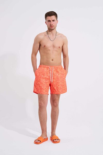 Machinist Orange Men's Swim Shorts - Fishes Printed