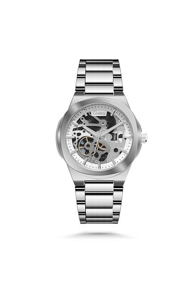 catera Men's Multifunctional Silver Steel Watch