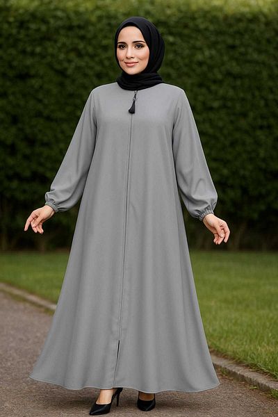 Neva Style حجاب رمادي بسحاب Ferace 26301GR