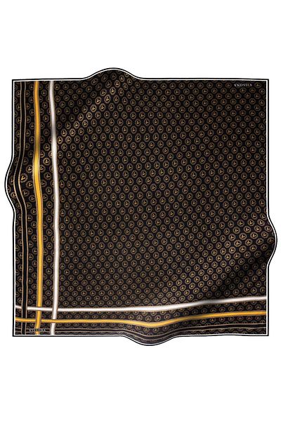 Vissona Γυναικείο μεταξωτό κασκόλ Twill Μαύρο Χρυσό