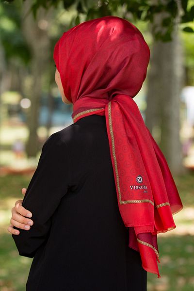 Vissona Red Gold Fresh SilK Women's Shawl - 90x210