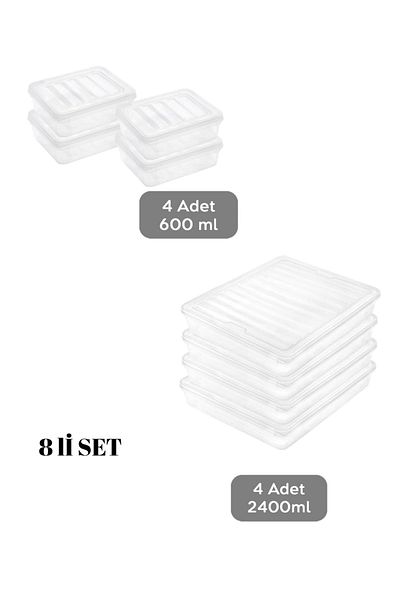 VİZYON Horizontal Refrigerator Organizer with Lid - Storage Container, Microwave Freezer Container