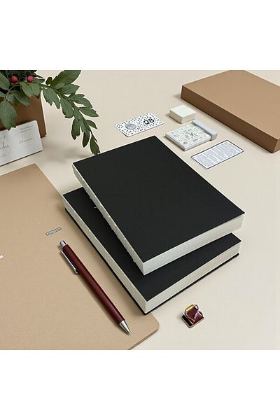Fark Tanıtım Special Design Black Cover A5 Enzo Striped Notebook - 180 Degree Openable