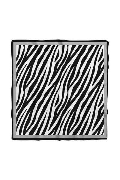 Modabutik Women's Black and White Zebra Patterned 50x50 Bandana Hyl Dg0567-22