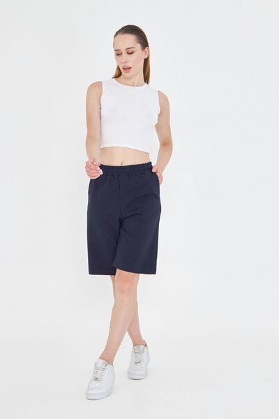 TRENDHİLL Women's Cotton Capri Navy Blue 7003-L