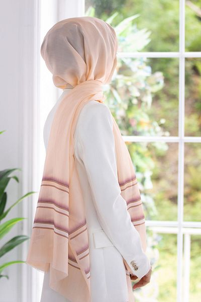 Vissona Γυναικείο Fresh Silk Shawl Salmon - Κρέμα